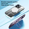 Luxury Plating Transparent Phone Case for iPhone 15 14 13 12 Pro Max Samsung Galaxy S23 Ultra Magnetic Bracket Clear Kickstand Cover Supporting Wireless Charging