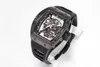 Armbandsur Luxury MZS Carbon RM055 Yas Marina Men's Watch Skeleton Den manuella lindningsrörelsen vattentät 24 månader med låda