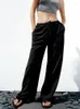 レディースパンツ2023夏のファッションルーズカジュアルドローストリングエラスティックウエストワイドレッグズボンの衣服