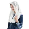 Bridal Veils Infinity Vintage Women Head Covering Chapel For Church Catholic Latin Mass Black Ivory With Hair Clips Cotton Lace