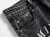 European American Fashion Trend Mens Robin Jeans Patchwork Distressed Denim Pants Skinny fit Slim stretch Embroidery Men's Ripped Jean Hole Washed size 29-38 Black