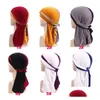 Caps Hats New Floral Luxury Veet Uni Stretchable Worship Wish Bandanas Wide Straps Durag Double Color Splice Long Tail For Girl Boy 6 Dh92P