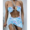 Costume da bagno da donna 2023 Costume da bagno bikini sexy con stampa divisa in tre pezzi all'ingrosso