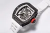 Armbandsur Luxury MZS Carbon RM055 Yas Marina Men's Watch Skeleton Den manuella lindningsrörelsen vattentät 24 månader med låda