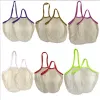 Shopping Bags Handbags Shopper Tote Mesh Net Woven Cotton String Reusable Long Handle Fruit Vegetable Storage Bags Home Organizer Bag