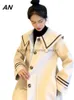 Mélanges de laine pour femmes automne hiver 2023 Version coréenne manteau en laine col marin manteau mi-long veste rue tunique chaude Trench manteau femme JacketL230918