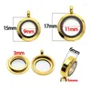 Pendentif Colliers 1PC Golden 15mm 17mm Mémoire Médaillon flottant Médaillon en acier inoxydable Verre Twist Mini Po Fit pour les chaînes de collier Dr DH58G