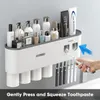 VOGSIC porte-brosse à dents magnétique support de rangement mural tasses avec 2 distributeur de dentifrice pour organisateur à domicile ensemble d'accessoires de salle de bain 230918