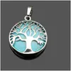 Charms New Natural Stone Pendant Gemstone Tree Of Life Diy Necklace For Women Men Jewelry Drop Delivery Findings Components Dh5Ur