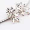 Headpieces 2023 Fashion Leaf Zircon Drop Earrings For Women White Gold Color Crystal Wedding Bridal Jewelry Gift Brinco
