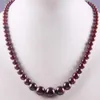 Natural Garnet Graduerade runda pärlor halsband 17 tum smycken för gåva F190 kedjor213g