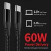 New double-headed Type-C PD fast charge 60W nylon woven dual elbow data cable mobile phone notebook charging cable