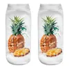 Ananas drôle pastèque fruit imprimé chaussettes courtes femelles 3d harajuku kawaii coton doux respirant happy basse chaussette de cheville