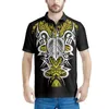 Polos pour hommes Polynésien Tribal Tongan Totem Tatouage Tonga Imprime Polos Manches Courtes Contraste Couleur Hommes De Haute Qualité