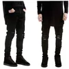 Nova marca de moda masculina jeans preto magro rasgado estiramento fino hip hop swag denim motocicleta motociclista calças jogger202y