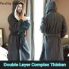 Men's Robes Coral Cashmere Winter Bathrobe Men Blue Comfort Flannel Hooded Bath Robe Wiht String Male Thick Warm Dressing Gow221c