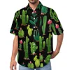 Mäns avslappnade tröjor kaktusblusar män växter blad hawaiian kort ärm tryckt gatstil överdimensionerad strandskjorta presentidé