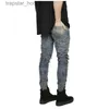 Mäns jeans herr mode strech rippade cyklist jeans skinny orolig distribuerade hiphop streetwear blå byxor jeans 2020 l2309119