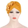 Abbigliamento etnico Moda Donna Hijab musulmano Fiore Pieghettato Berretto chemio Sottoscocca Cappello interno Islamico Arabo Cancro Copertura per la perdita dei capelli Turbante