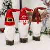 Vinflaskdekorationer täcker tecknad jultomten dvärg plysch docka ansiktslös docka festliga fest hem julprydnader leksak gåva