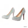 SS002 in Stock Silver Shilling Wedding Shoes Height 12 14 16 cm Crystals Beads Pumps High Heels Bridal Shoes283i