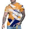 Camiseta DIY 844 Cross border T-shirt masculina europeia e americana 3D impressa em torno do pescoço manga curta casual solta moda top fábrica cabelo liso