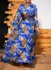 Basic Casual Dresses Plus Size 5XL VONDA Women Maxi Dress 2023 Summer Bohemian Flare Sleeve Printed Sundress Belted Casual Loose Pockets Vintage Robe L230918