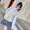 white designer sweater women Crew Neck zipper cardigan knit sweaters long sleeve top