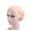 CAPS HATS KVINNA Big Flower Turban Elastic Cloth Head Cap Hat Beanie Ladies Hair Accessories Muslim Scarf For Loss Girl Drop Delive Dh76p