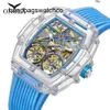 Richarmilles Watch Mechanical Watches Miller Double Flywheel Fully Automatic Transparent Mens Silicone Tape Waterproof frj