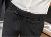 Pantalons pour hommes Taille 2834 Hommes Pantalon de longueur de cheville Printemps Eté Automne Mode Casual Stripe Slim Fit Stretch Long Costume d'affaires Pantalon Chino Pantalons Noir J230918