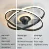 Ceiling Fan With LED Light Modern Creative Stepless Dimming Round Chandelier Invisible Mute For Household Children's Room LL