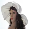 Linen Summer Womens Kentucky Derby Wide Brim Sun Hat Wedding Church Dress Sun Beach Ochrony UV Cap A047240W