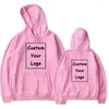 Herenhoodies Uw eigen ontwerp Merklogo Afbeelding Gepersonaliseerde aangepaste heren Dames DIY Pullover Effen sweatshirt Casual bedrukte kleding