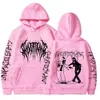 Hayalet çift taraflı baskı kapüşonlu erkekler moda hip hop metal rock hoodies gotik büyük boy tişör