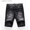 Calças de brim masculinas verão homens buracos shorts jeans moda masculina pintada jeans slim reto estilista jeans tendência masculina shorts pretos 8271 l230918