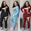 two piece set women tracksuit clothes lounge wear club outfits sweat suits croptop bodysuit joggers fashion long sleeve T200629278i