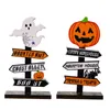 Nuove decorazioni di Halloween, ornamenti in legno con lettere di zucca di Halloween, tavolo fantasma a forma di albero BH8622
