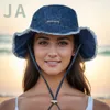دلو المصمم JA الرجال والنساء واسعة الحافة مسبحة مع قبعة قابلة للتعديل مشبك رعاة البقر قبعة البيسبول Jacquemu