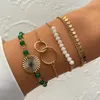 Link Bracelets 2023 Fashion Vintage Circle Interlocking Beaded Bracelet Set For Women Bohemian Geometric Charm Jewelry Gift