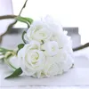 Decorative Flowers High Grade Artificial Rose Monofilament Fabric Flannel Bridal Bouquet Wedding Banquet Home Decoration Plants