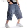 Jeans pour hommes Jeans pour hommes poches Hip Hop amples short en jean Cargo Plus grande taille lettres broderie Skateboard Streetwear L2309119