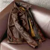 Męskie kurtki Nowy styl oryginalny skórzany kurtka vintage brązowa krowica płaszcz Mężczyźni Slim Mash Motor Jacke Asian Size 6xl Factory Drop Sipping J230918