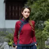 Etnische kleding linnen Chinese traditionele top Qipao shirt voor vrouw Cheongsam stijl shirts blouse dames plus size gewaad Chinoise232S