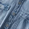 Mäns casual skjortor vintage rustik hål denim skjorta mode punk streetwear kläder cowboy jeans högkvalitativ smal fit252w