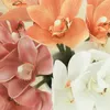 Fleurs décoratives 6 pièces orchidée papillon bouquet de soie artificielle mariage décoration de la maison cadeau de noël décor fête faux arrangement de fleurs