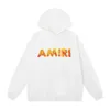 デザイナーAmis Men'sパーカー2023秋/冬の新しいAMR Flame Letter Printed Hooded Seater Unisex Batch高品質のクールなハンサム男性ファッションパーカー