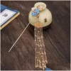 Haaraccessoires Chinese Etnische Stijl Hanfu Retro Metalen Hoofdtooi Haarspeld Fl Set Kwastjes Antieke Dames Sieraden Clips Drop Delivery Dhvke