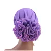 Caps Hats Woman Big Flower Turban Elastic Cloth Hair Accessories Bands Hat Chemo Ladies Muslim Scarf Hijab Cap Bonnet Beanie For Drop Dhdmm
