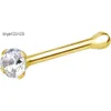 Forbidden Body Jewelry 14k Gold Nose Ring 22g Solid 7mm Micro Stud 1.25-2mm CZ Simulated Diamond Non-irritating Skin Safe Real Gold Women and Men